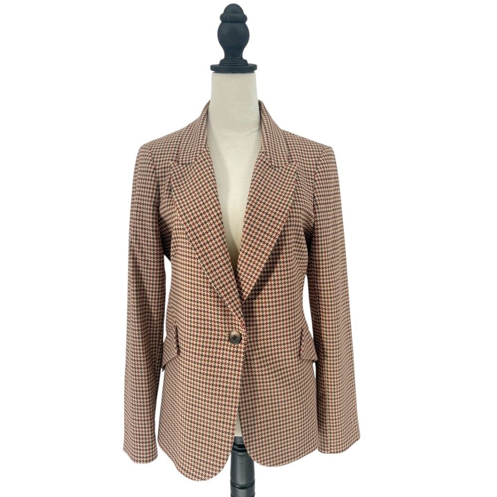 L'agence Chamberlain Tailored Blazer Tan Brown Preppy Plaid Jacket Size 8 NWT - Picture 5 of 15